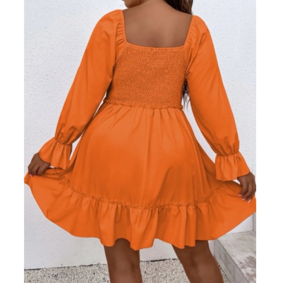 Boho plus size knot front flounce sleeve dress - Picture 3 of 6